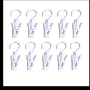 Set of 10 WHITE Plastic Hanging  Clips. NEW!